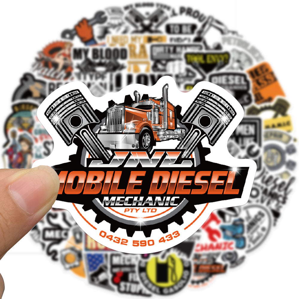 Cartoon Diesel Mechanic Sticker