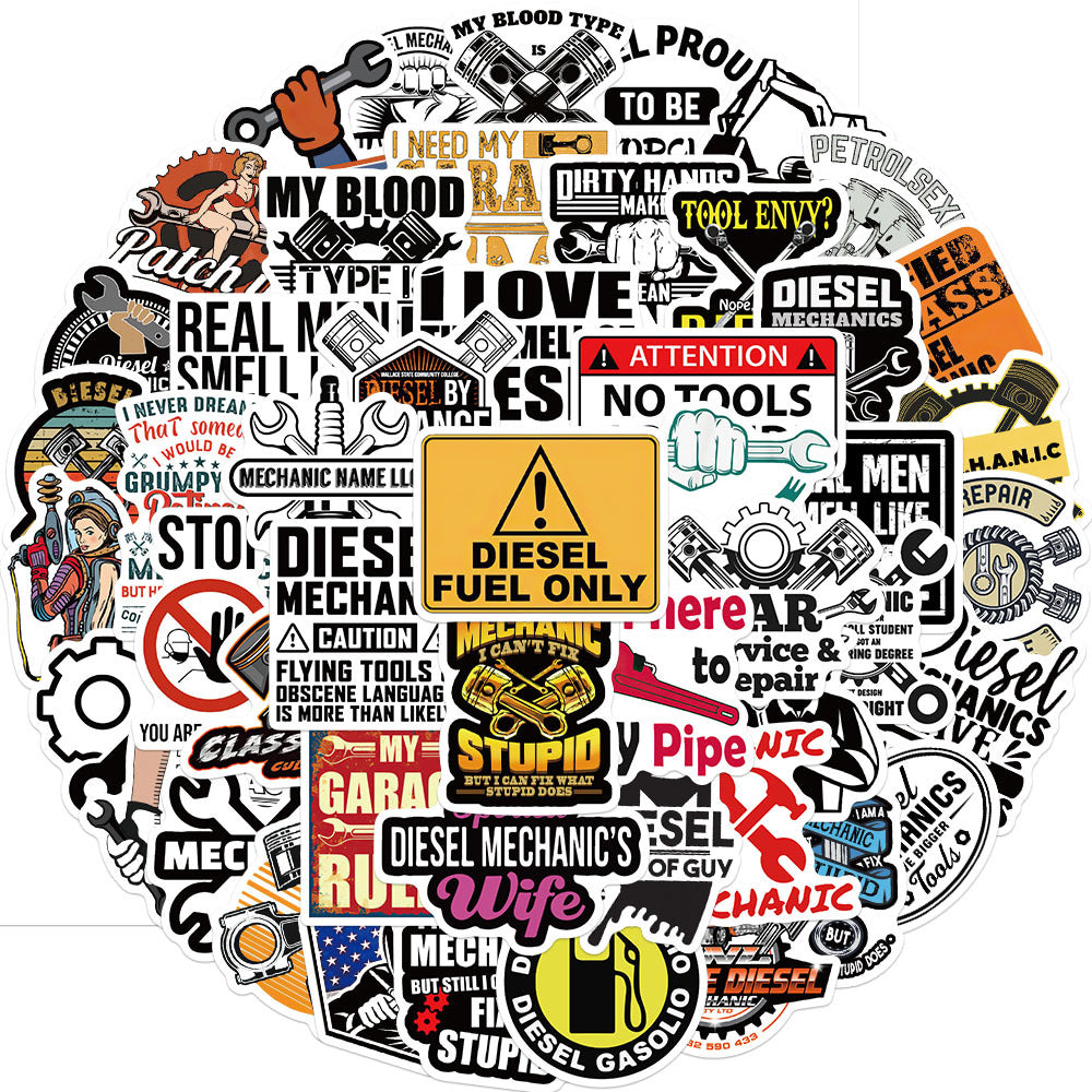 Cartoon Diesel Mechanic Sticker