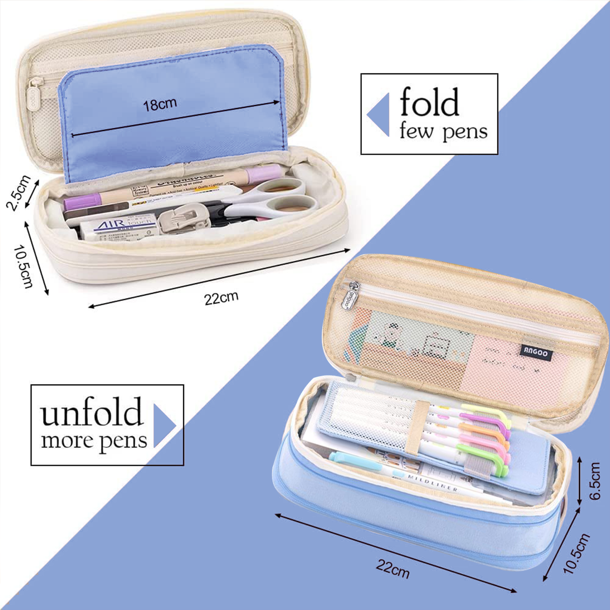 Cute simple pencil case (blue)