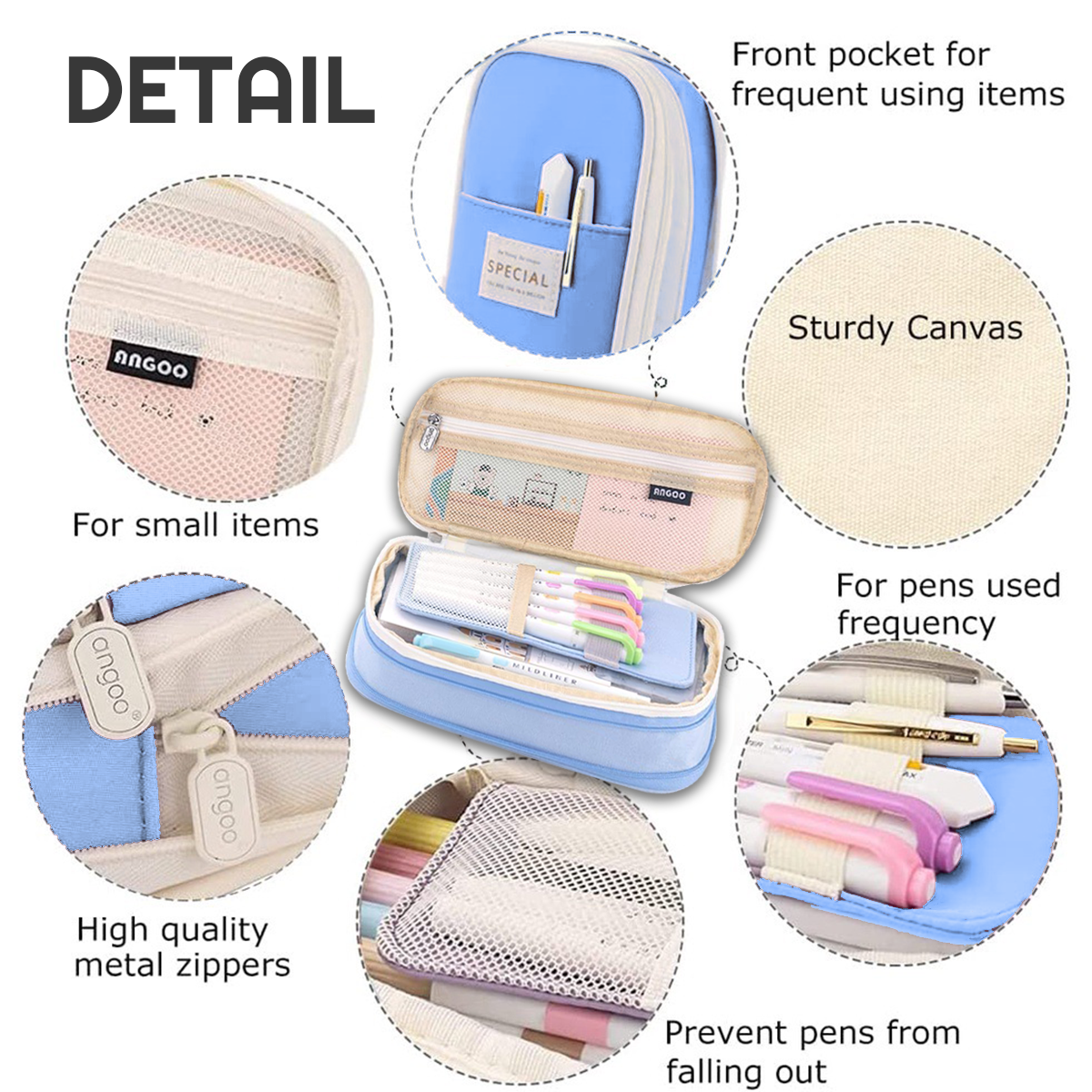 Cute simple pencil case (blue)