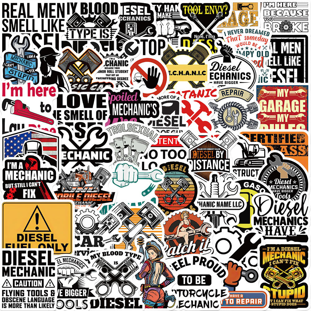 Cartoon Diesel Mechanic Sticker