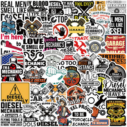 Cartoon Diesel Mechanic Sticker