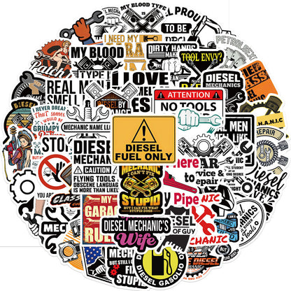 Cartoon Diesel Mechanic Sticker