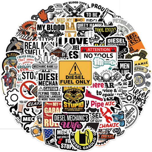 Cartoon Diesel Mechanic Sticker