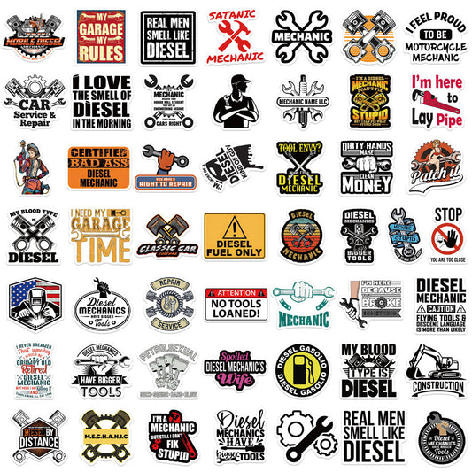 Cartoon Diesel Mechanic Sticker
