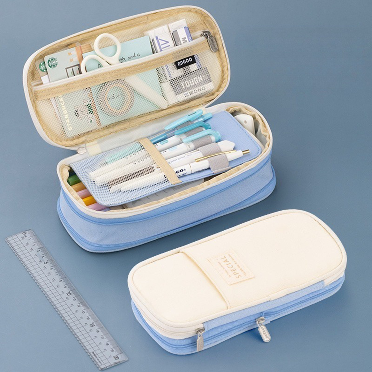 Cute simple pencil case (blue)