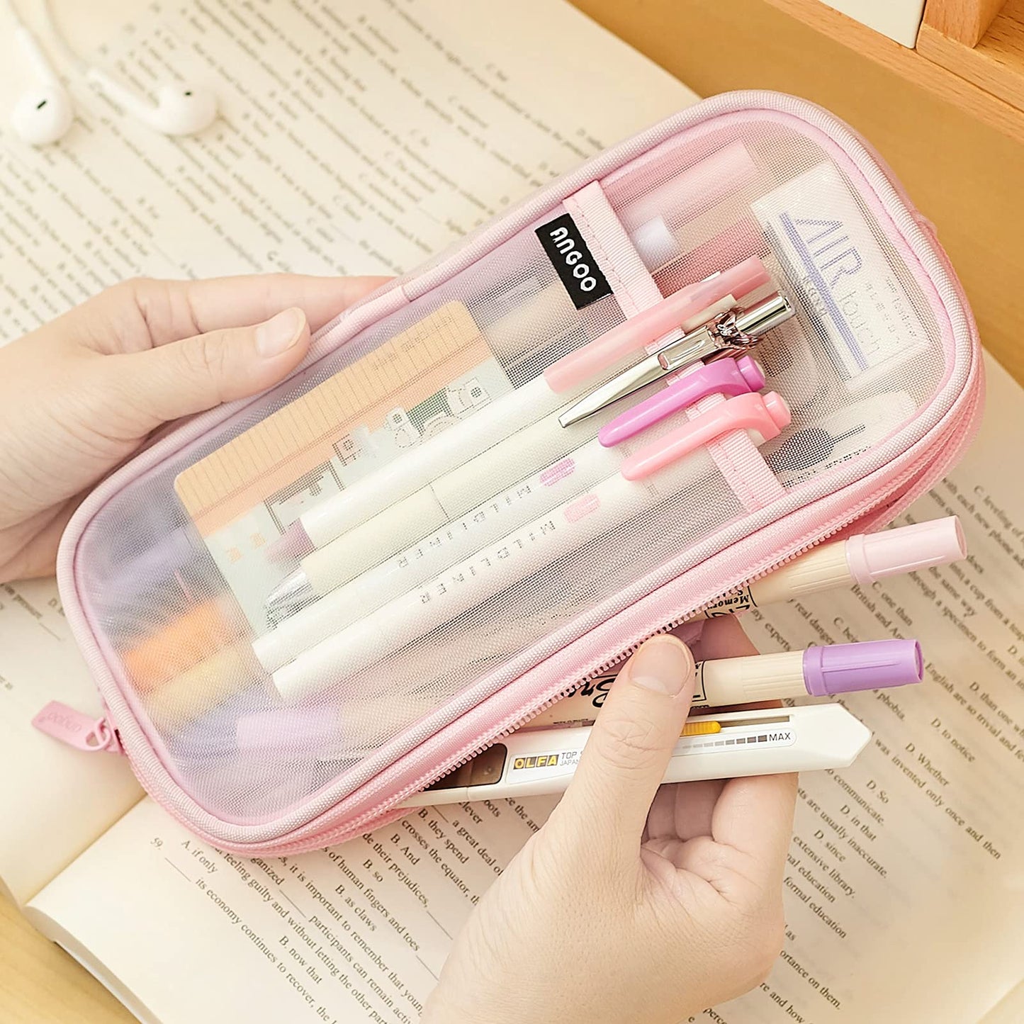 Transparent visual pencil case (pink)