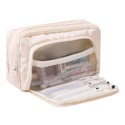 Front window multi-layer pencil case (beige)